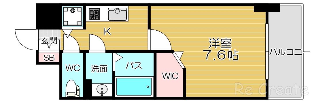 ワールドアイ天王寺ミラージュII(1K/7階)の間取り写真