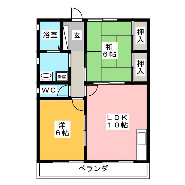 ロイヤルコーポ東町(2LDK/2階)の間取り写真