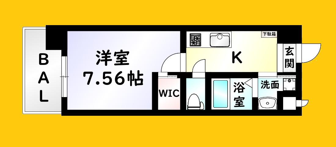 ハイネス徳力(1K/12階)の間取り写真