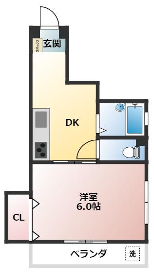 大野マンション(1DK/3階)の間取り写真
