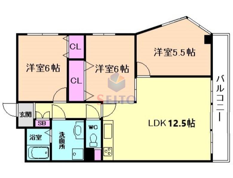 メゾンN緑丘(3LDK/1階)の間取り写真