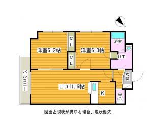 パルティーレ南郷通(2LDK/10階)の間取り写真