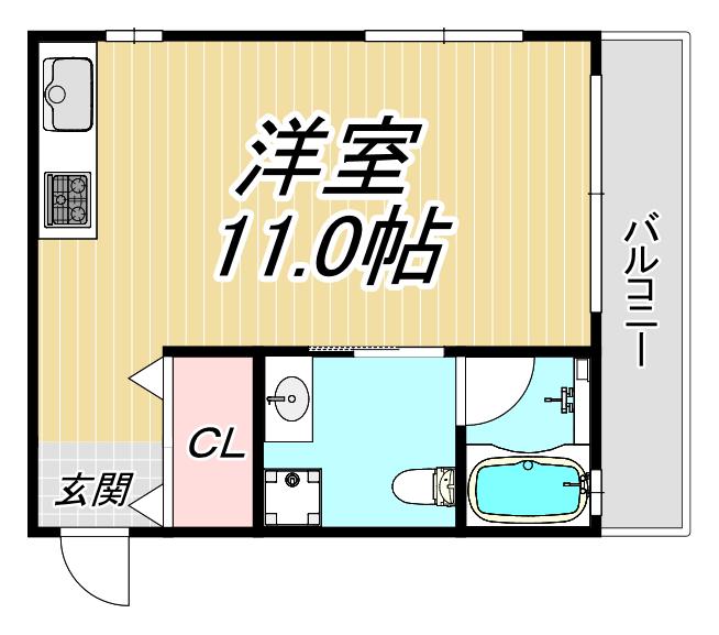 古山ビル(ワンルーム/3階)の間取り写真