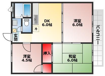 センチュリーハイツ・(3DK/3階)の間取り写真