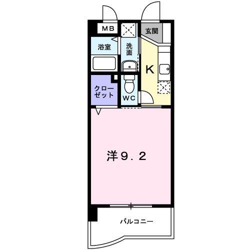 エヴァーグリーンM(1K/5階)の間取り写真