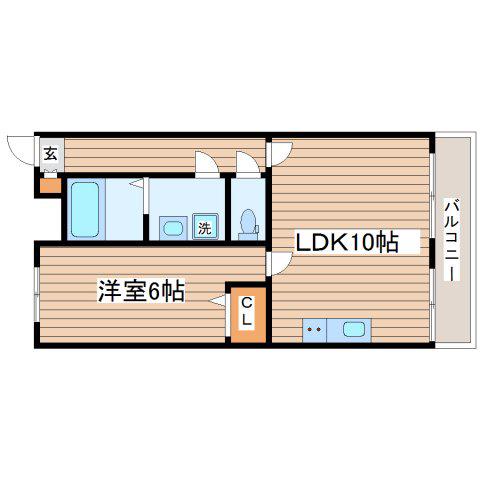 富谷レジデンス(1LDK/1階)の間取り写真