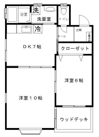 カーサフィオーレII(2DK/1階)の間取り写真