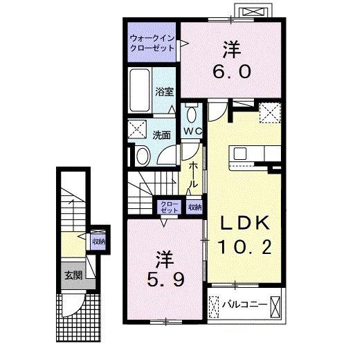 チャプター(2LDK/2階)の間取り写真