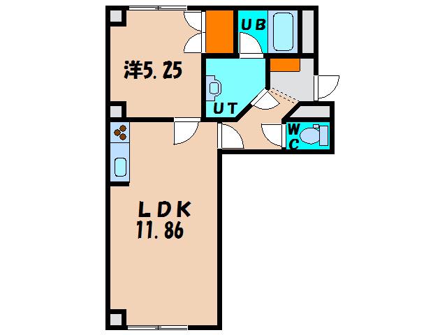 リベルテ五稜郭(1LDK/2階)の間取り写真
