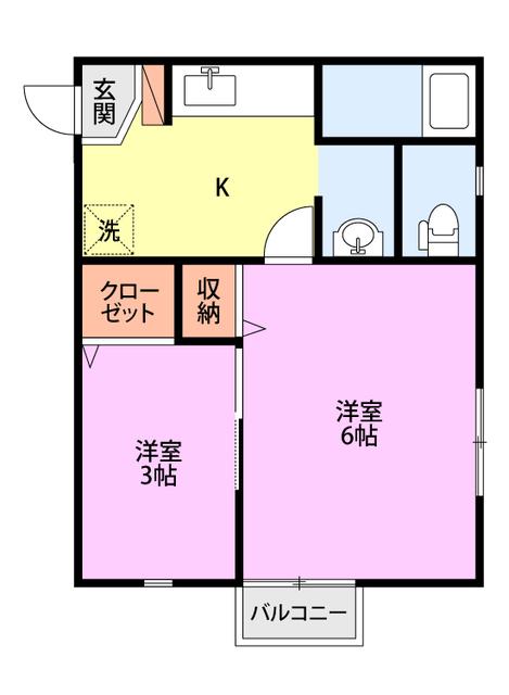 ピジョンB(2K/1階)の間取り写真