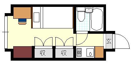榴岡ハイム(ワンルーム/2階)の間取り写真