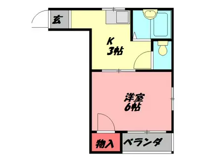 ニューハイツ桜III(1K/3階)の間取り写真