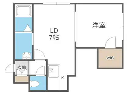 シルキー厚別東II(1LDK/3階)の間取り写真