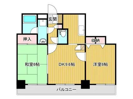 アクシス駅南ウエスト(2DK/6階)の間取り写真