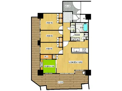 ロジュマン旭ヶ丘(4LDK/1階)の間取り写真