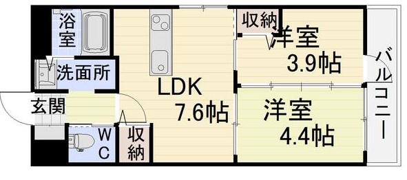 NANA THE STYLE AKAMA(2LDK/5階)の間取り写真