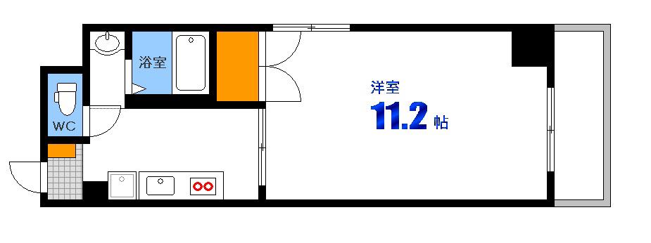 ペプリエール堺町(1DK/2階)の間取り写真