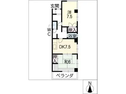 ユートピアハイツコジマ(2DK/2階)の間取り写真