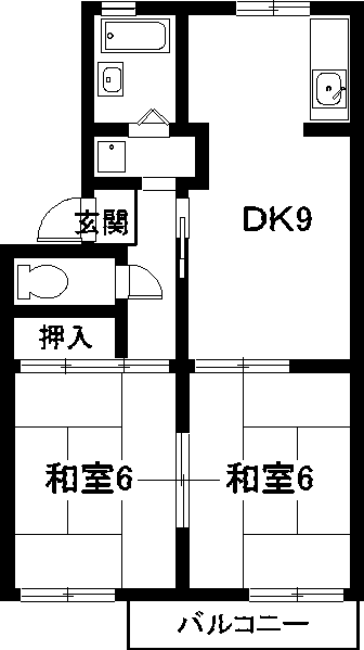 サンライズ庄南(2DK/2階)の間取り写真
