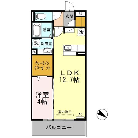 フローラ宮田(1LDK/2階)の間取り写真