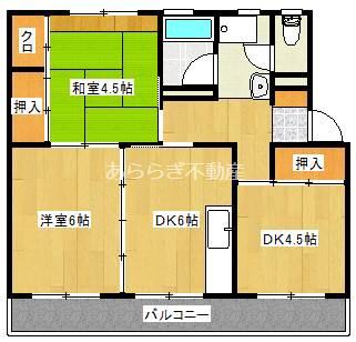 芳川マンション(2LDK/4階)の間取り写真