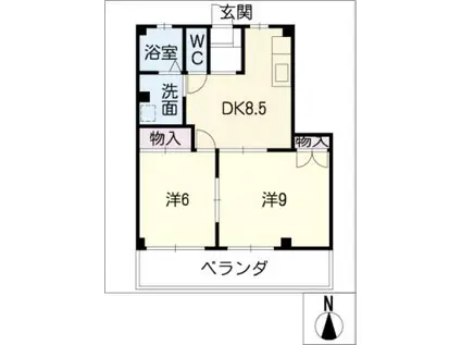 チェリーマンション(2DK/4階)の間取り写真