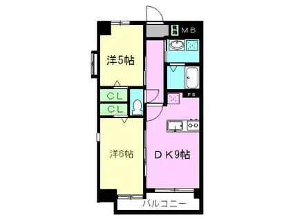 アイリス三里木(2DK/5階)の間取り写真