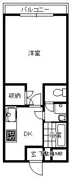 東水マンションセンチュリーK2(1K/3階)の間取り写真