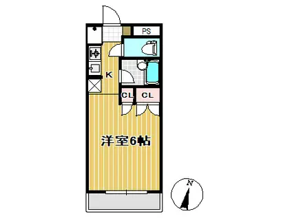 ウエストパレス奈る駒(ワンルーム/1階)の間取り写真