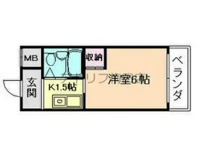 昭和グランドハイツ大淀(ワンルーム/4階)の間取り写真