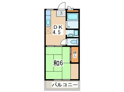 サンライフ麻溝台(1DK/2階)の間取り写真