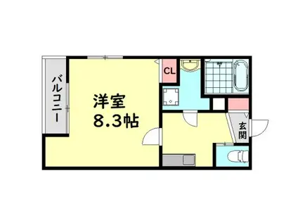 キヨメゾン綾園(1K/2階)の間取り写真