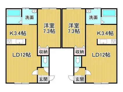 トレフル・新町(1LDK/2階)の間取り写真