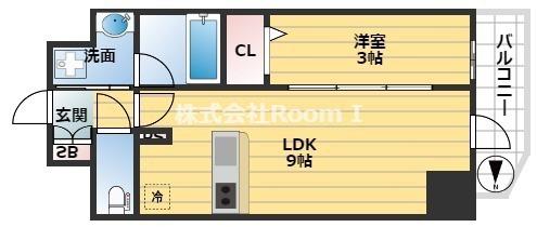 エステムコート堺筋本町(1DK/4階)の間取り写真