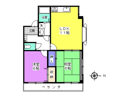 コーポホリコシ(2LDK/3階)の間取り写真