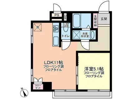 大森三井マンション(1LDK/2階)の間取り写真