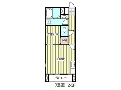 アンソレイエ(1LDK/2階)の間取り写真