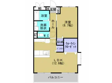 エクセルライフ宇都(1LDK/3階)の間取り写真