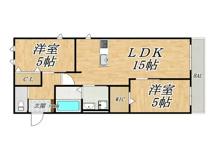 大阪市平野区平野市町1丁目AP(2LDK/2階)の間取り写真