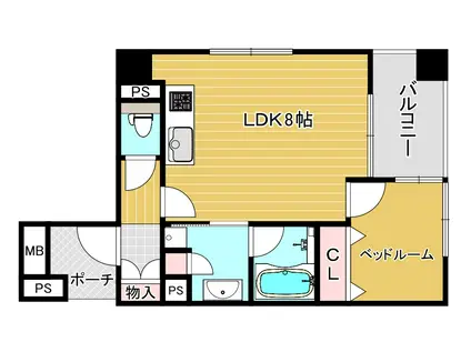 ワコーレディアルクス三宮(1LDK/4階)の間取り写真