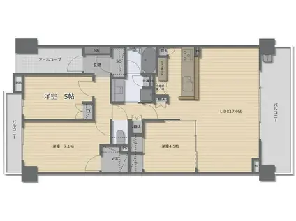 パークハウス千里中央 ノーザン・レジデンス(3LDK/5階)の間取り写真