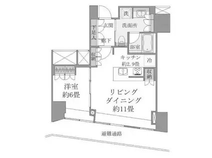 ブリリアタワー堂島(1LDK/18階)の間取り写真