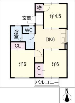 コーポラスあしま(3DK/2階)の間取り写真