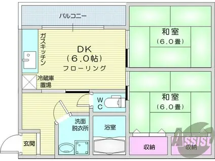 サンコーポ上杉(2DK/3階)の間取り写真