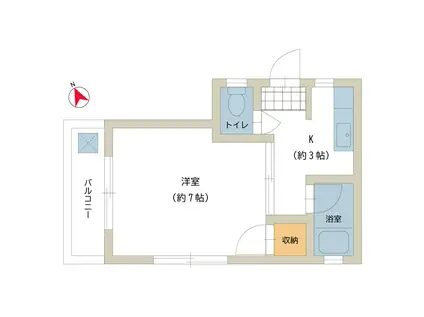 ハイツ範(1K/3階)の間取り写真