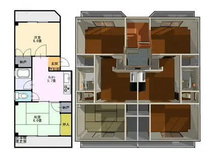 マンション裕(2DK/3階)の間取り写真