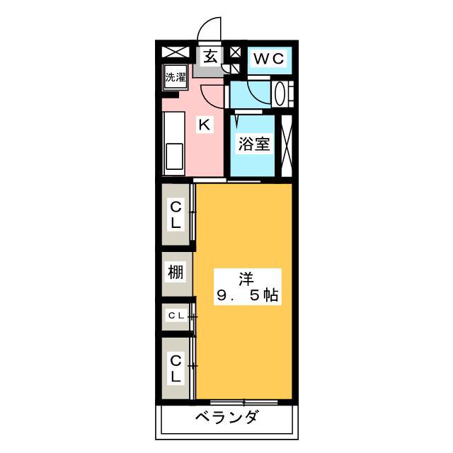 パークサイド・SOGA(1K/1階)の間取り写真