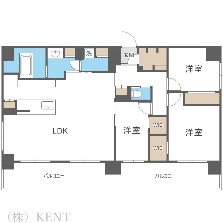 S-RESIDENCE円山鳥居前(3LDK/8階)の間取り写真