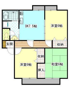 サンビレッジかねひらA(3DK/2階)の間取り写真