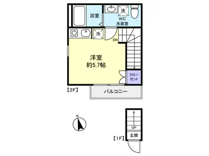 ベレガンス八千代台(ワンルーム/2階)の間取り写真